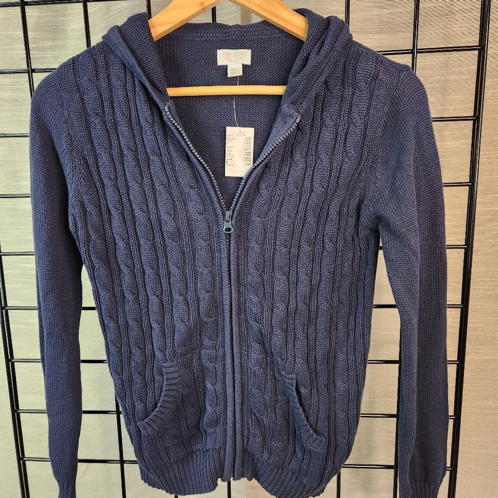 PLACE girls zip cardigan Large 10/12 NWT Navy School Uniform
